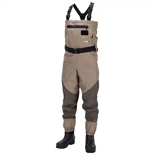 BASSDASH Men’s Breathable Lightweight Chest and Waist Convertible Waders for Fishing and Hunting