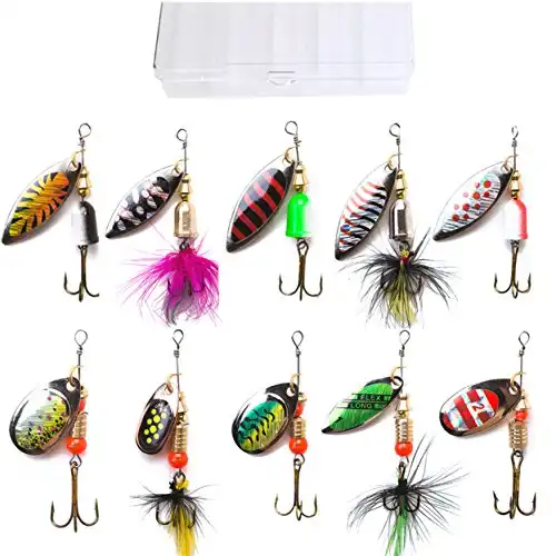 Kingforest 10pcs Fishing Lures Spinnerbait With Tackl Box