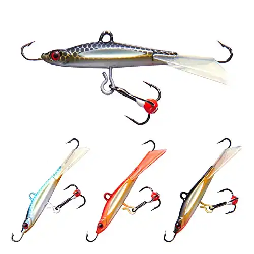 BASSDASH Ice Fishing Lures with Glide Tail Wings