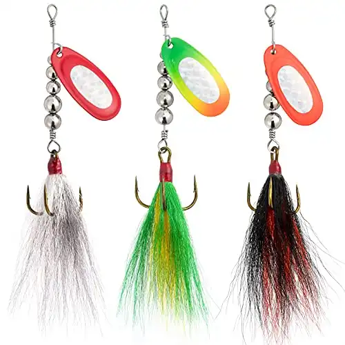 Dr.Fish 3 Pack Musky Spinners, Bucktail Spinnerbait