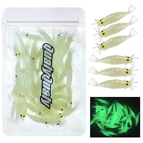 QualyQualy Fishing Soft Lures Artificial Bait Luminous Glow Shrimp Grub Worms